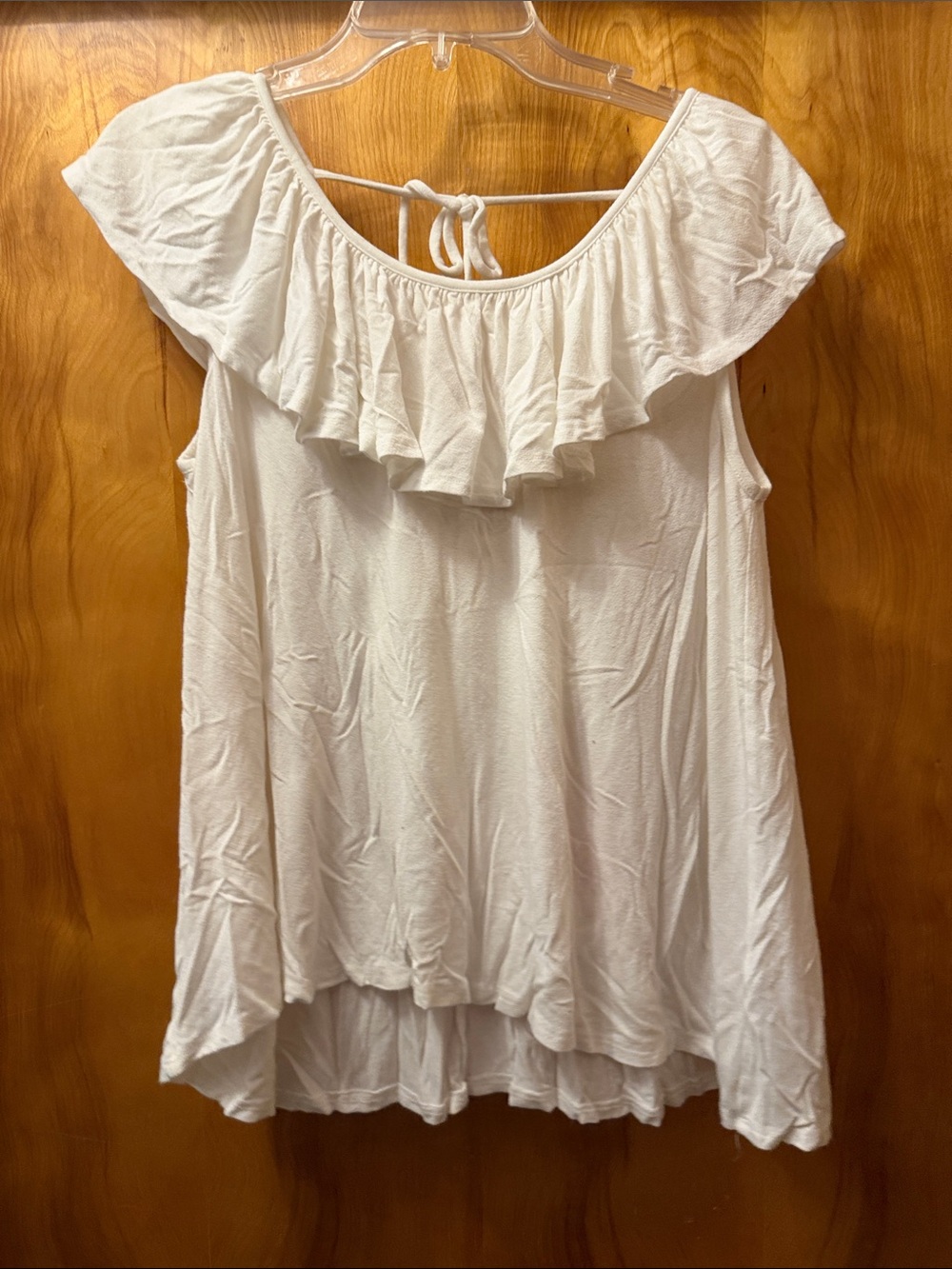 Altar'd State White Ruffle Off-Shoulder Tie-Back Tank